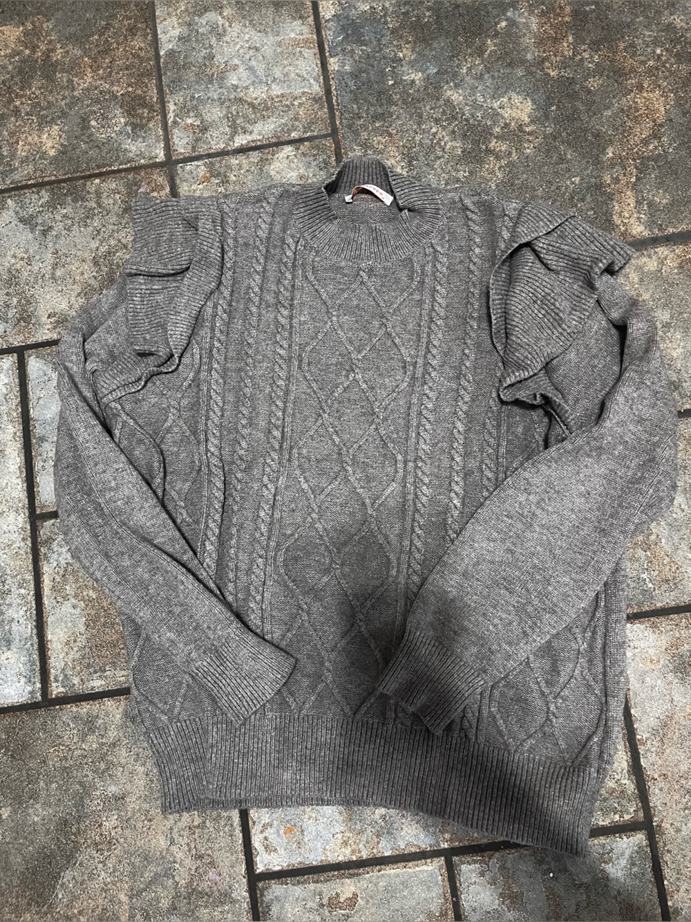 Woman’s  Gray Cable Knit Sweater